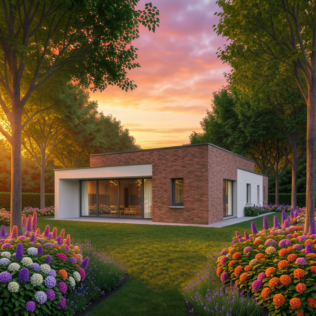 Chalet al atardecer